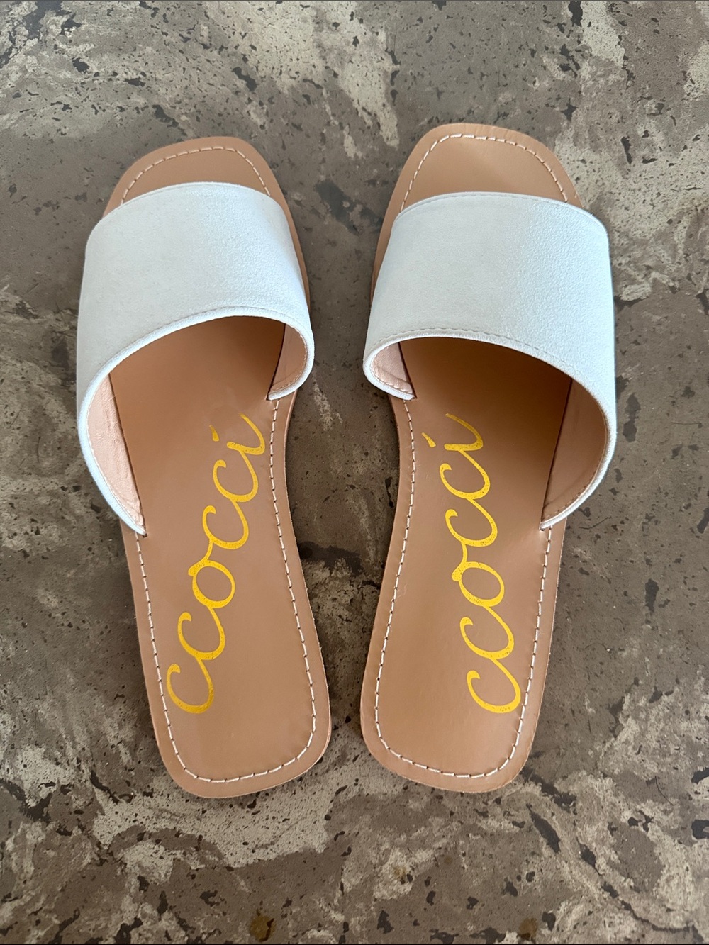CCOCCI Women's White Single-Band Slide Sandals - brand new, never worn